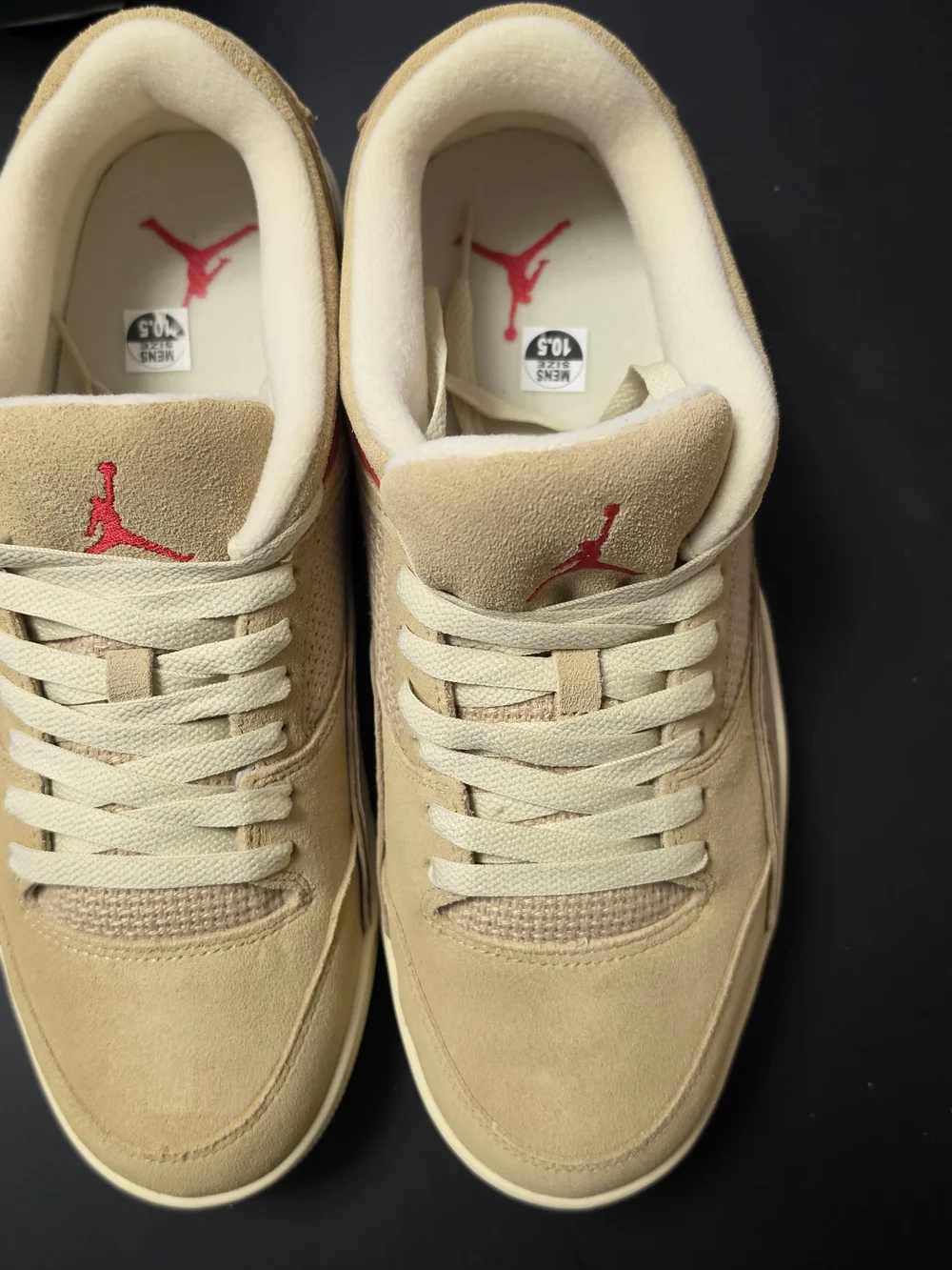 Jordan Flight Court Men’s Suede Sneakers in Tan with Red Jumpman